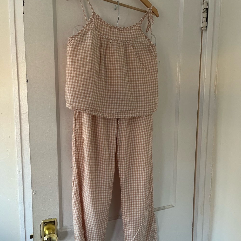 Aerie Tan Gingham Pajama Set